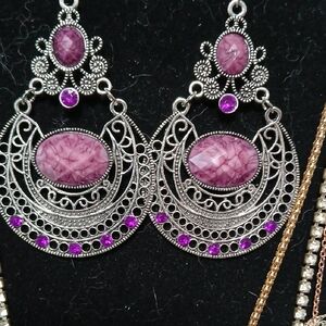 Elegant Silver and Purple Dangle Earrings